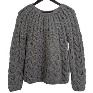 ​Samsoe Samsoe Nia Grey Melange Chunky Oversized Chevron Knit Sweater XS